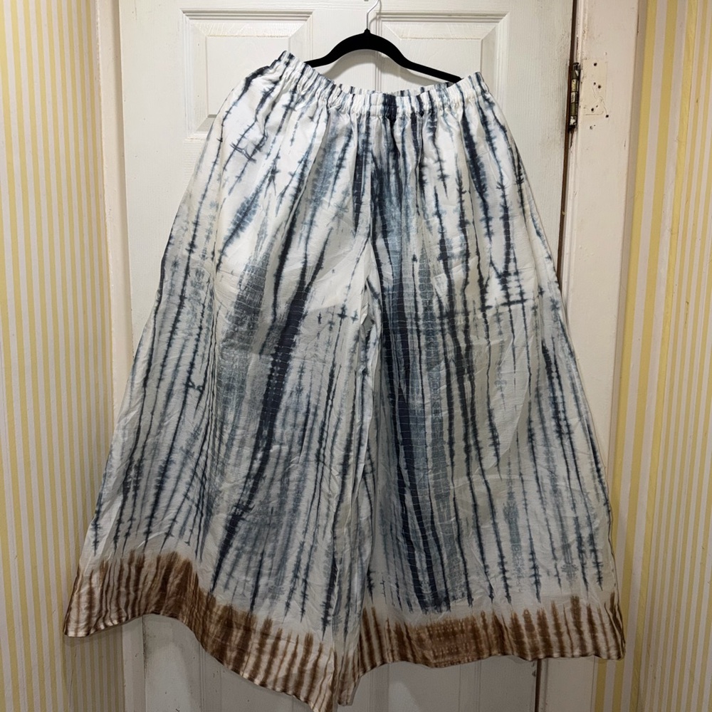 COS x Tabata Shibori Blue and Brown Tie-Dye Maxi oversized pants